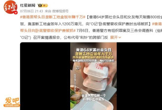香港黑帮老大带女友工地卖盒饭被抓引热议