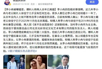 李小冉徐佳宁被曝离婚 两人于2025年11月办理相关手续