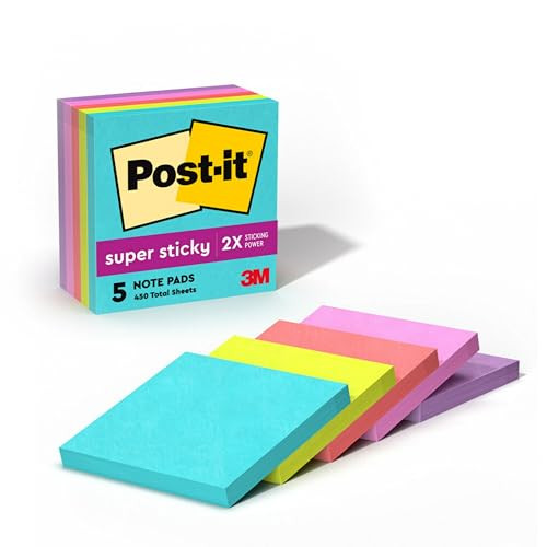 Post-it 超粘便利贴(5 本装,霓虹色系)