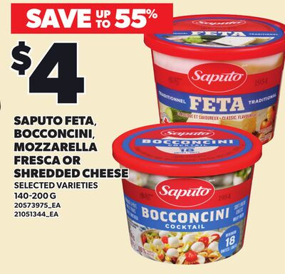 SAPUTO Feta 芝士, BOCCONCINI, MOZZARELLA FRESCA / SHREDDED 芝士, 140-200 G