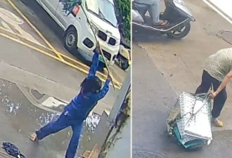 女子当街殴打八旬拾荒老人，法理人伦不容
