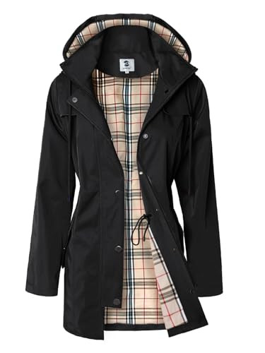 SaphiRose Women's Long Hooded Rain Jacket