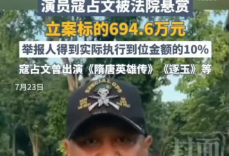 演员寇占文被法院公开悬赏 律师称其以往作品或被换脸