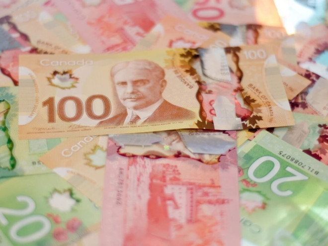 A pile of Canadian money.